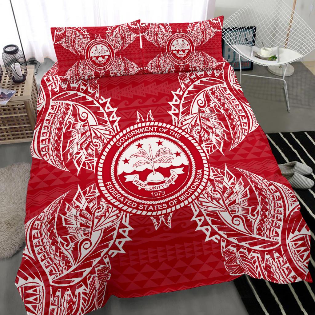 Polynesian Bedding Set - Federated States Of MicronesianDuvet Cover Set Map Red White - Polynesian Pride
