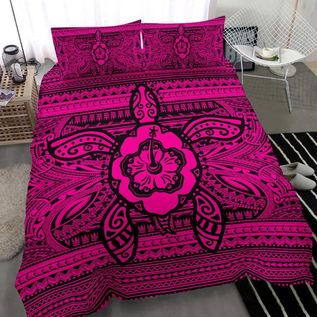 Hawaiian Turtle Polyensian Tribal Bedding Set Pink - Polynesian Pride