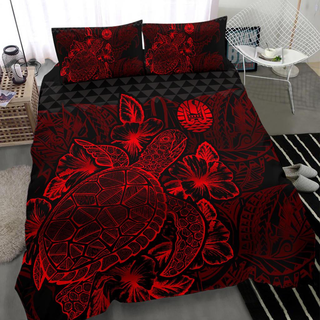 Polynesian Bedding Set - Tahiti Duvet Cover Set Red Color - Polynesian Pride