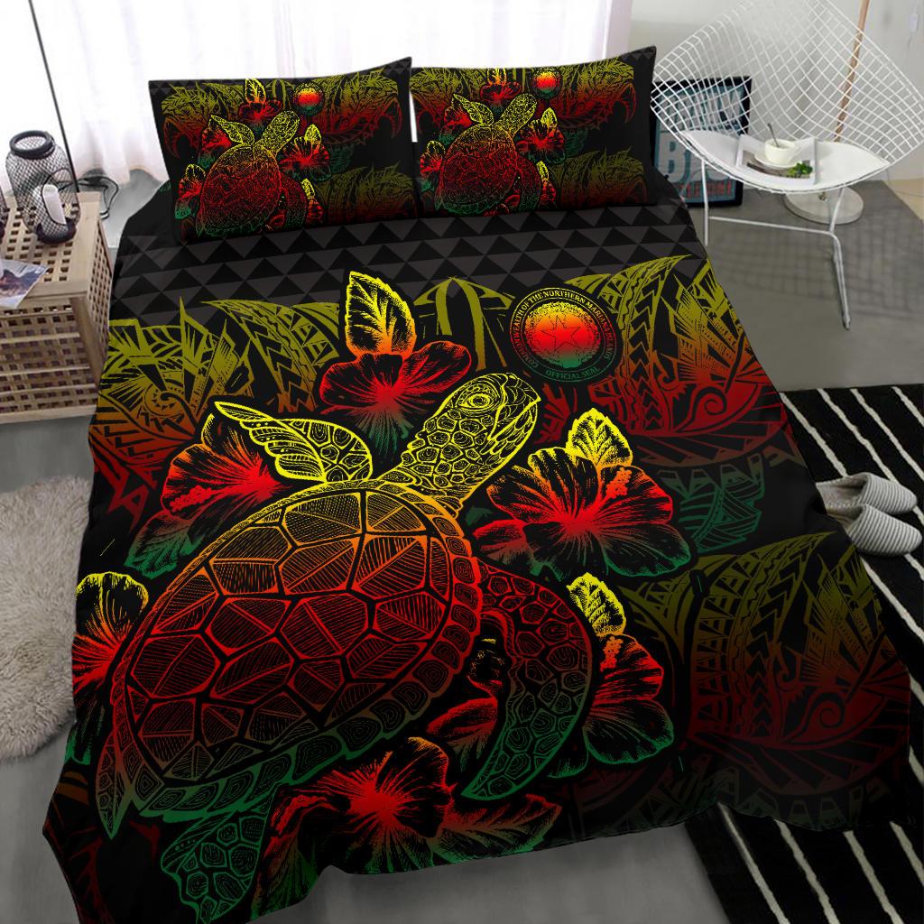 Polynesian Bedding Set - Northern Mariana Islands Duvet Cover Set Reggae Color - Polynesian Pride