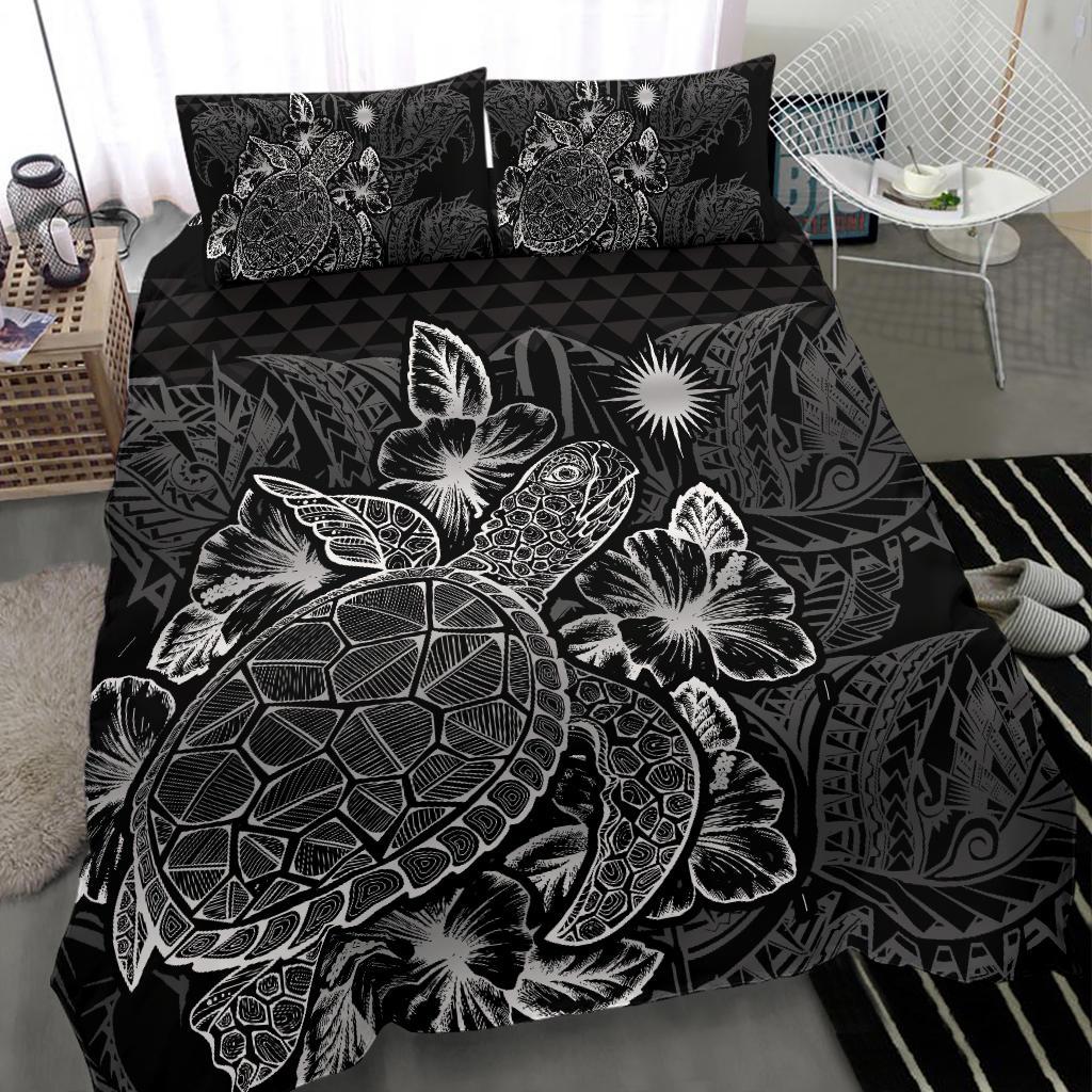 Polynesian Bedding Set - Marshall Islands Duvet Cover Set Black Color - Polynesian Pride