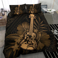 Hawaii Bedding Set - Hawaii Ukulele Flower Bedding Set - Gold - Polynesian Pride