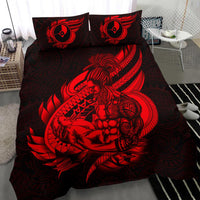 Polynesian Bedding Set - Yap Duvet Cover Set Father And Son Red Red - Polynesian Pride