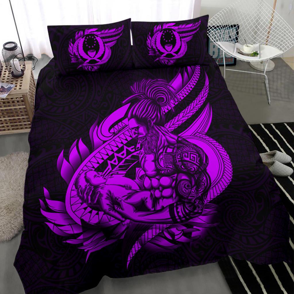 Polynesian Bedding Set - Pohnpei Duvet Cover Set Father And Son Purple Purple - Polynesian Pride