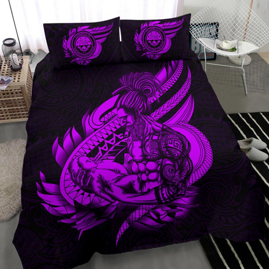 Polynesian Bedding Set - Federated States Of Micronesia Duvet Cover Set Father And Son Purple Purple - Polynesian Pride