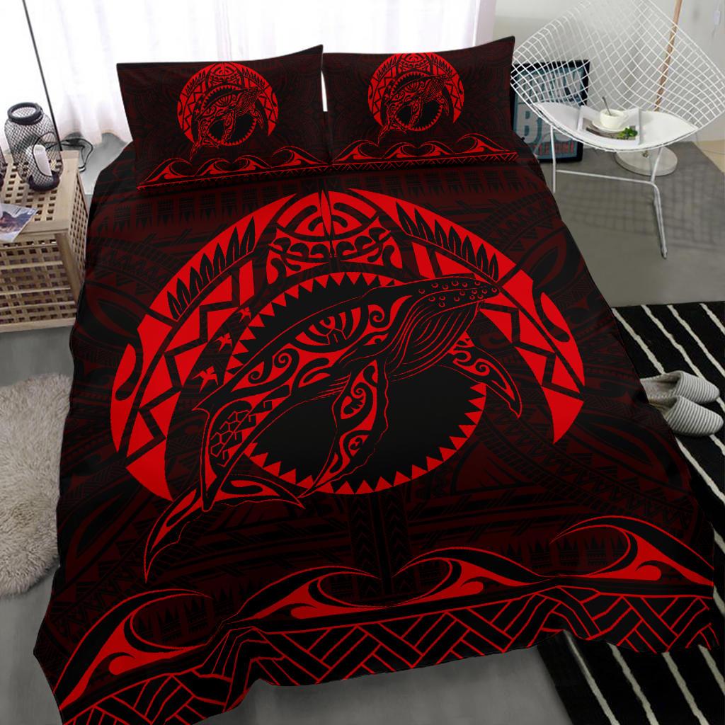 Hawaiian Polynesian Whale Bedding Set Red - Polynesian Pride