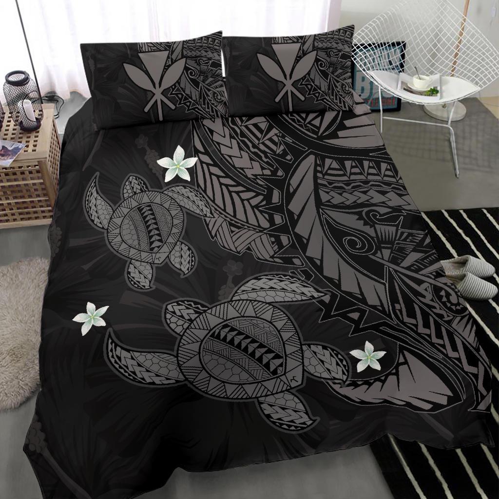 Hawaii Bedding Set - Hawaii Polynesian Turtle Hibiscus Bedding Set - Gray - Polynesian Pride