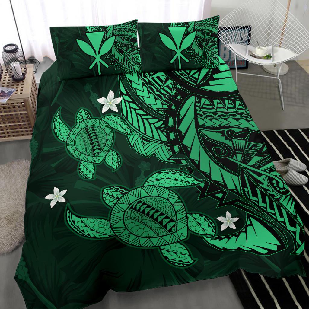 Hawaii Bedding Set - Hawaii Polynesian Turtle Hibiscus Bedding Set - Green - Polynesian Pride