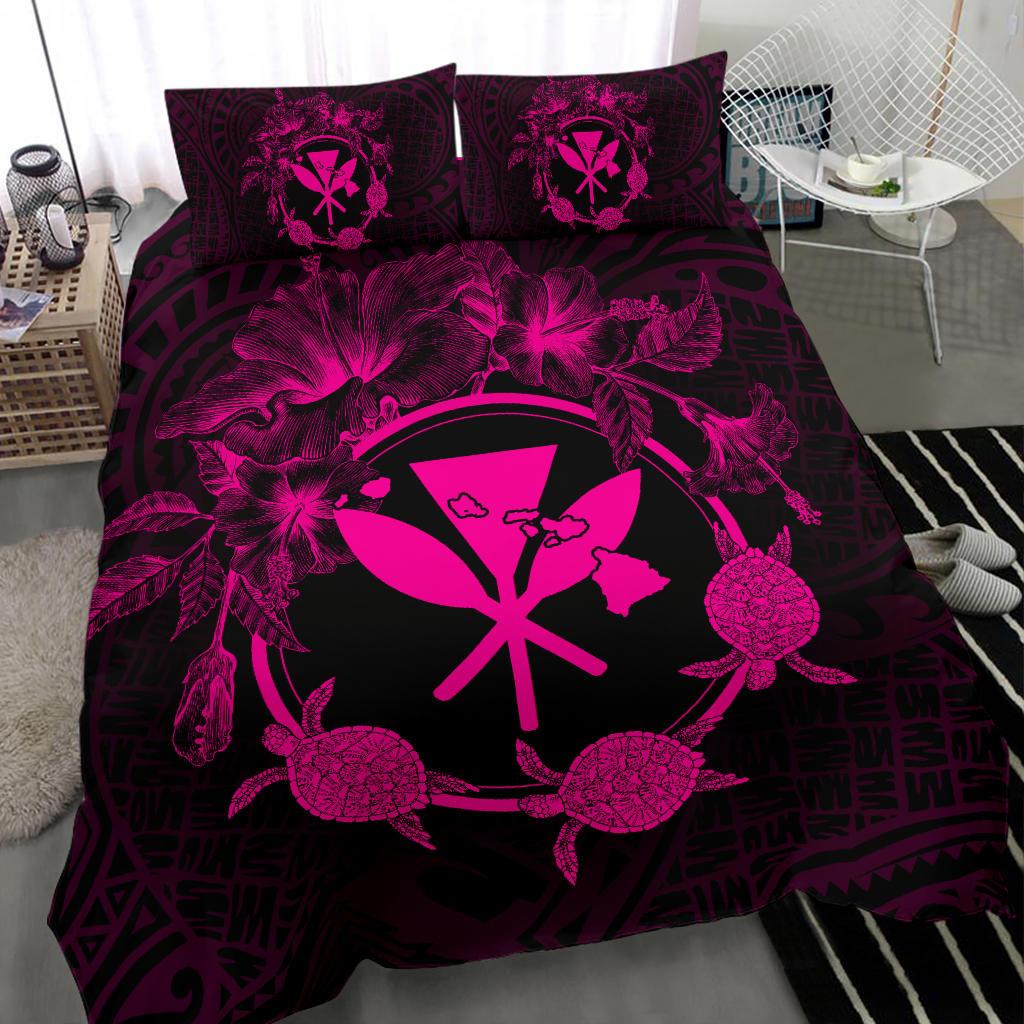 Hawaii Kanaka Turtle Hibiscus Polynesian Bedding Set - Anthea Style Pink - Polynesian Pride