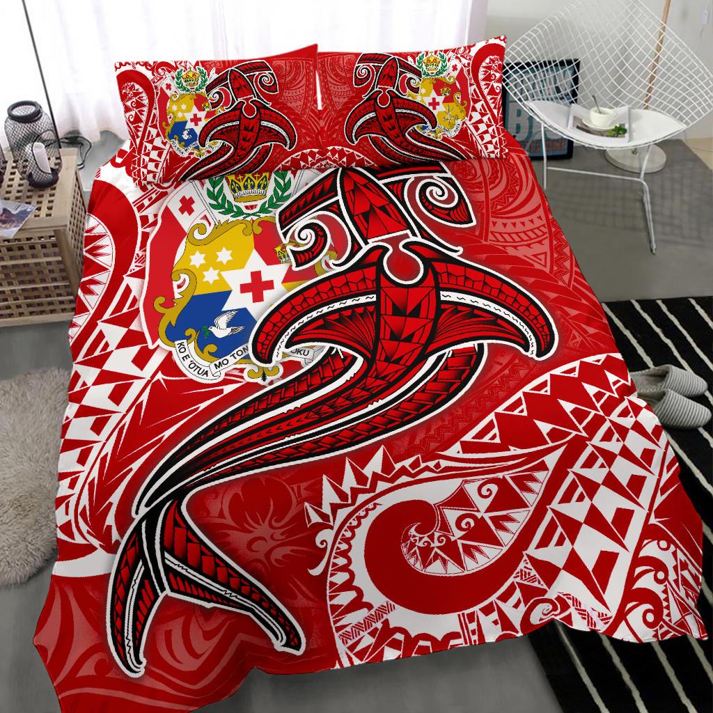 Tonga Bedding Set - Red Shark Polynesian Tattoo - Polynesian Pride