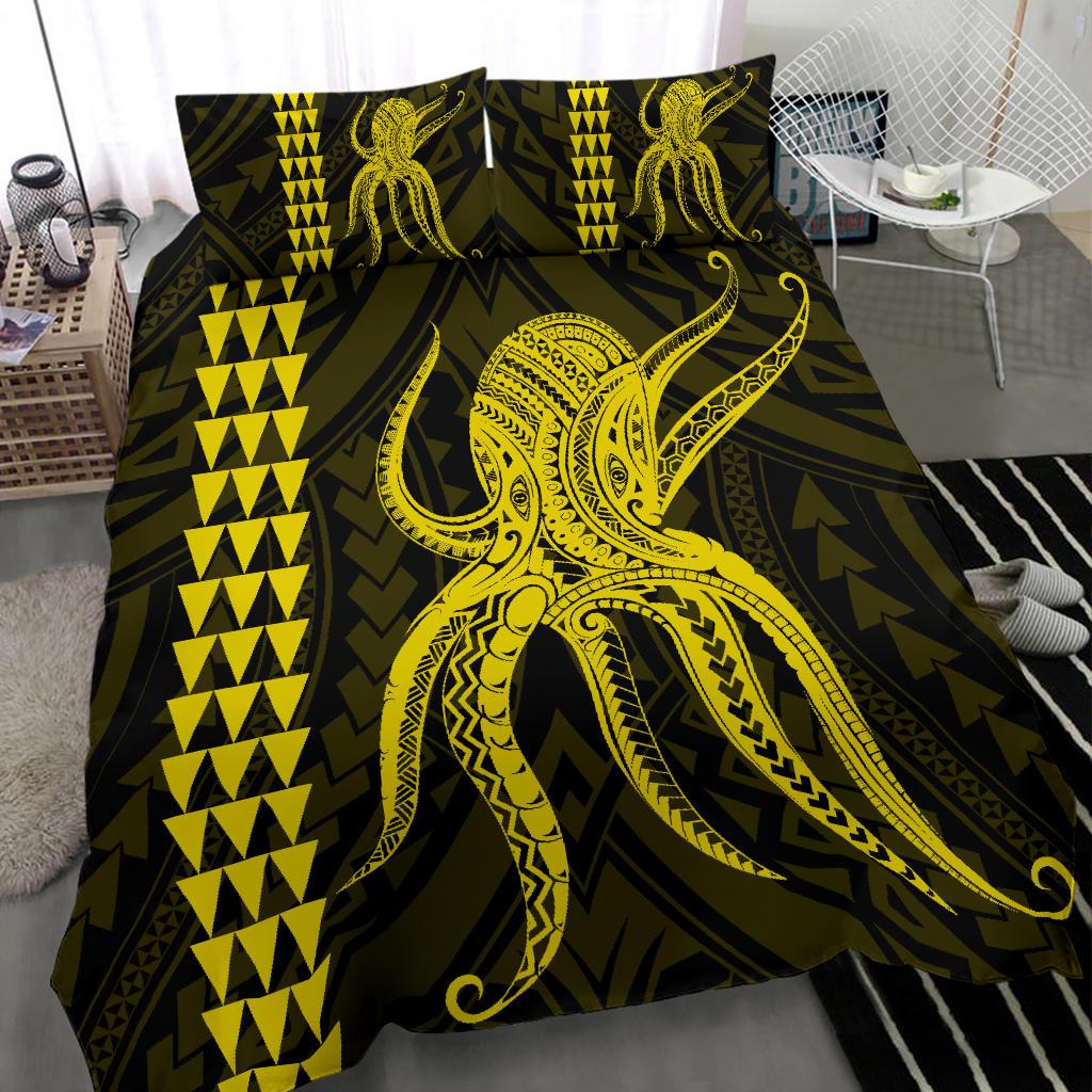 Hawaii Octopus KaKau Polynesian Bedding Set - Yellow - Polynesian Pride