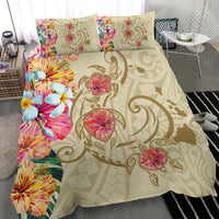 Hawaii Triple Marble Turtle Polynesian Hibiscus Bedding Set - AH - Benjamin Style - Beige - Polynesian Pride