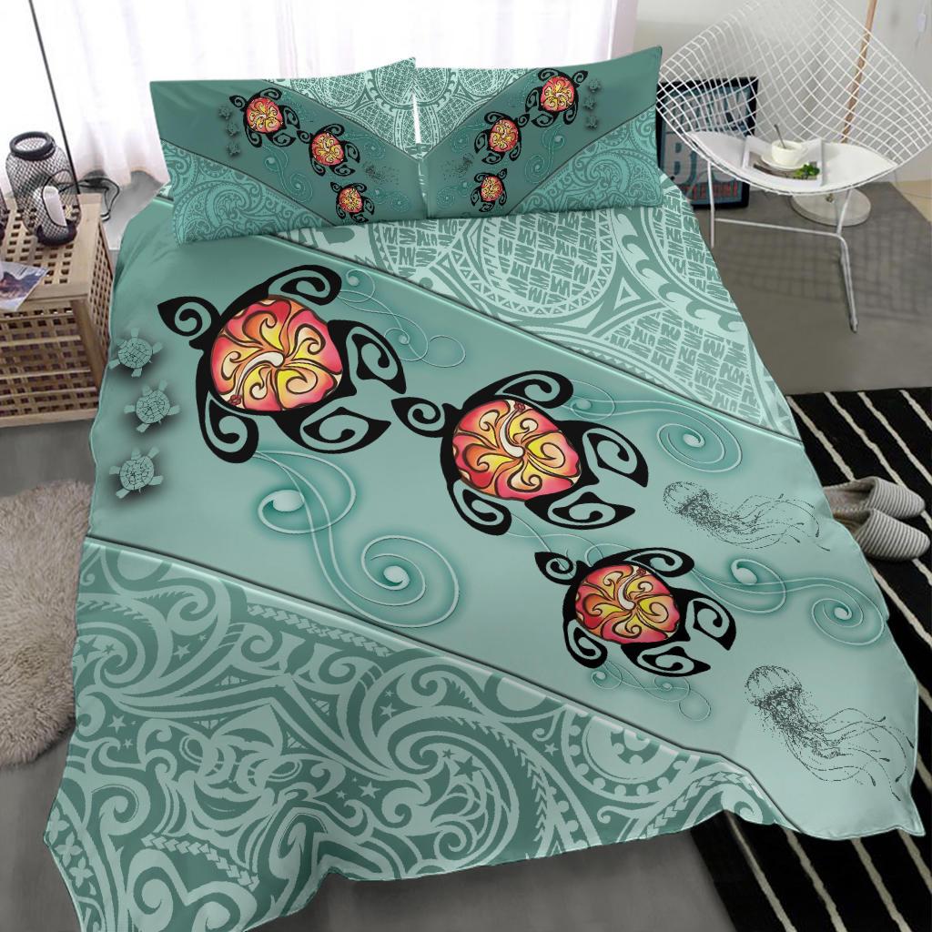 Hawaii Turtle Swimming Tribal Polynesian Bedding Set - AH - Min Style - Polynesian Pride