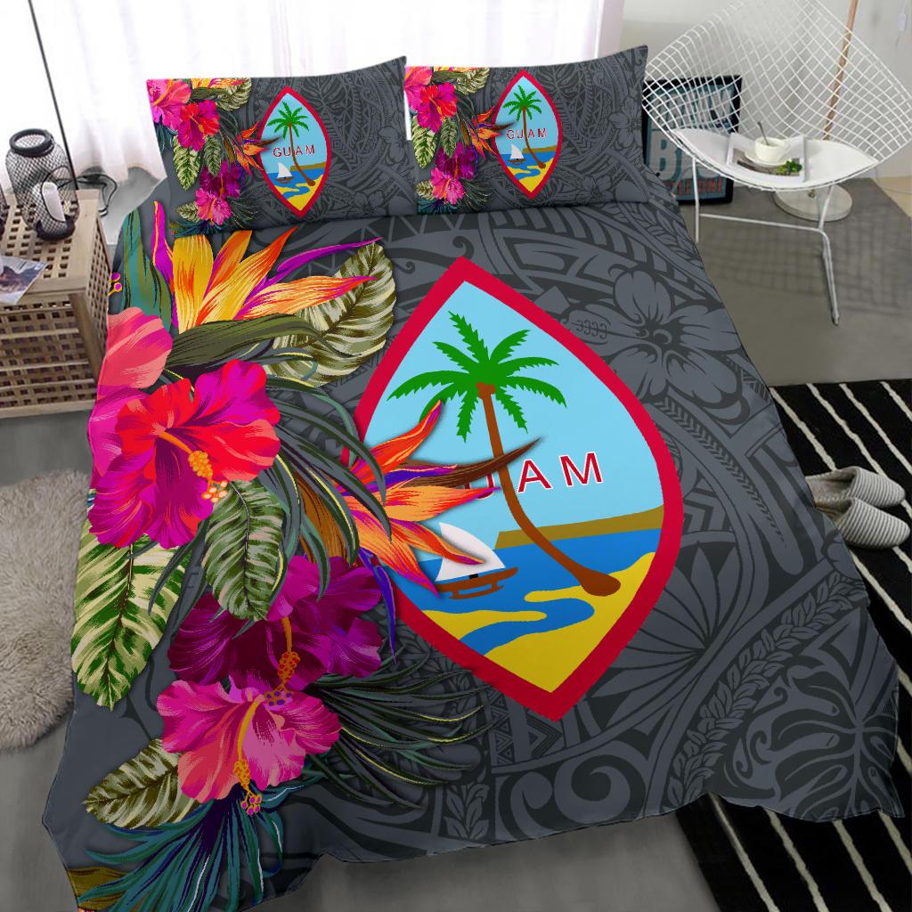 Guam Bedding Set - Hibiscus Polynesian Pattern Gray Version - Polynesian Pride