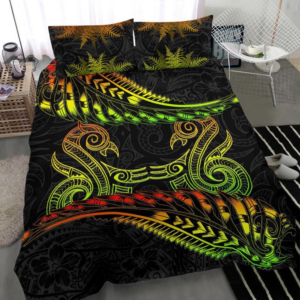 New Zealand Bedding Set Reggae Manaia Maori - Silver Fern Duvet Cover - Polynesian Pride