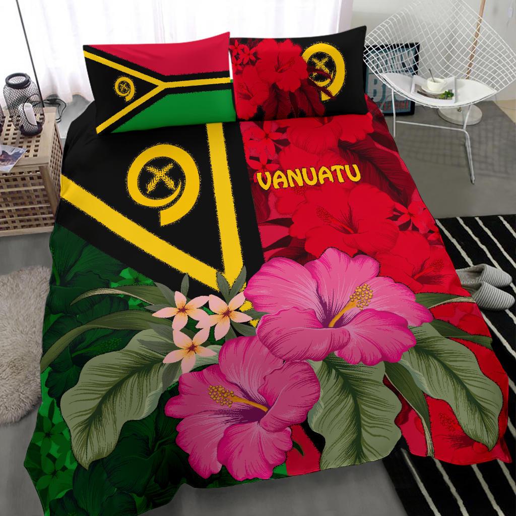 Vanuatu Bedding Set - Vanuatu Flag with Hibiscus - Polynesian Pride
