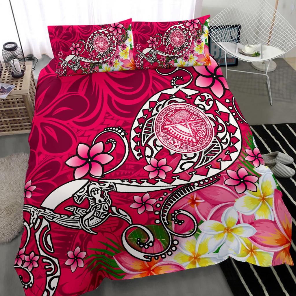 American Samoa Polynesian Bedding Set - Turtle Plumeria (Pink) - Polynesian Pride