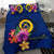 Polynesian Bedding Set - Vanuatu Duvet Cover Set Floral With Seal Blue - Polynesian Pride