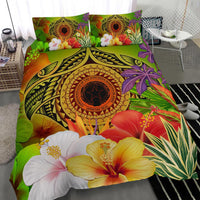 Cnmi Polynesian Bedding Set - Manta Ray Tropical Flowers (Reggae) - Polynesian Pride