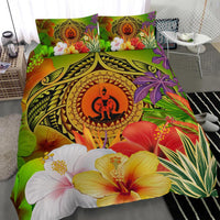 Vanuatu Polynesian Bedding Set - Manta Ray Tropical Flowers (Reggae) - Polynesian Pride