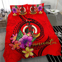 Vanuatu Polynesian Bedding Set - Floral With Seal Red - Polynesian Pride