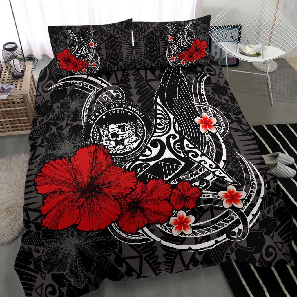 Polynesian Hawaii Bedding Set - Humpback Whale with Hibiscus (White) - Polynesian Pride