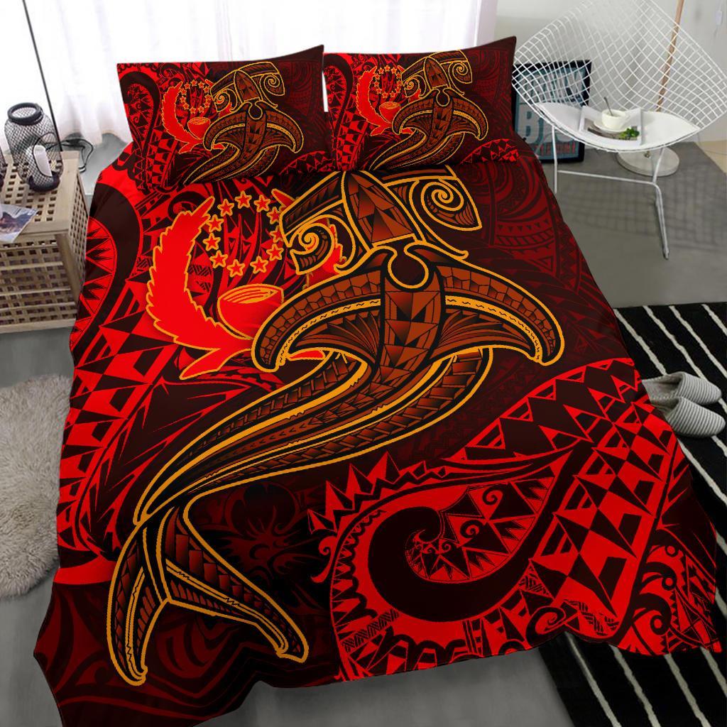 Pohnpei Bedding Set - Red Shark Polynesian Tattoo - Polynesian Pride