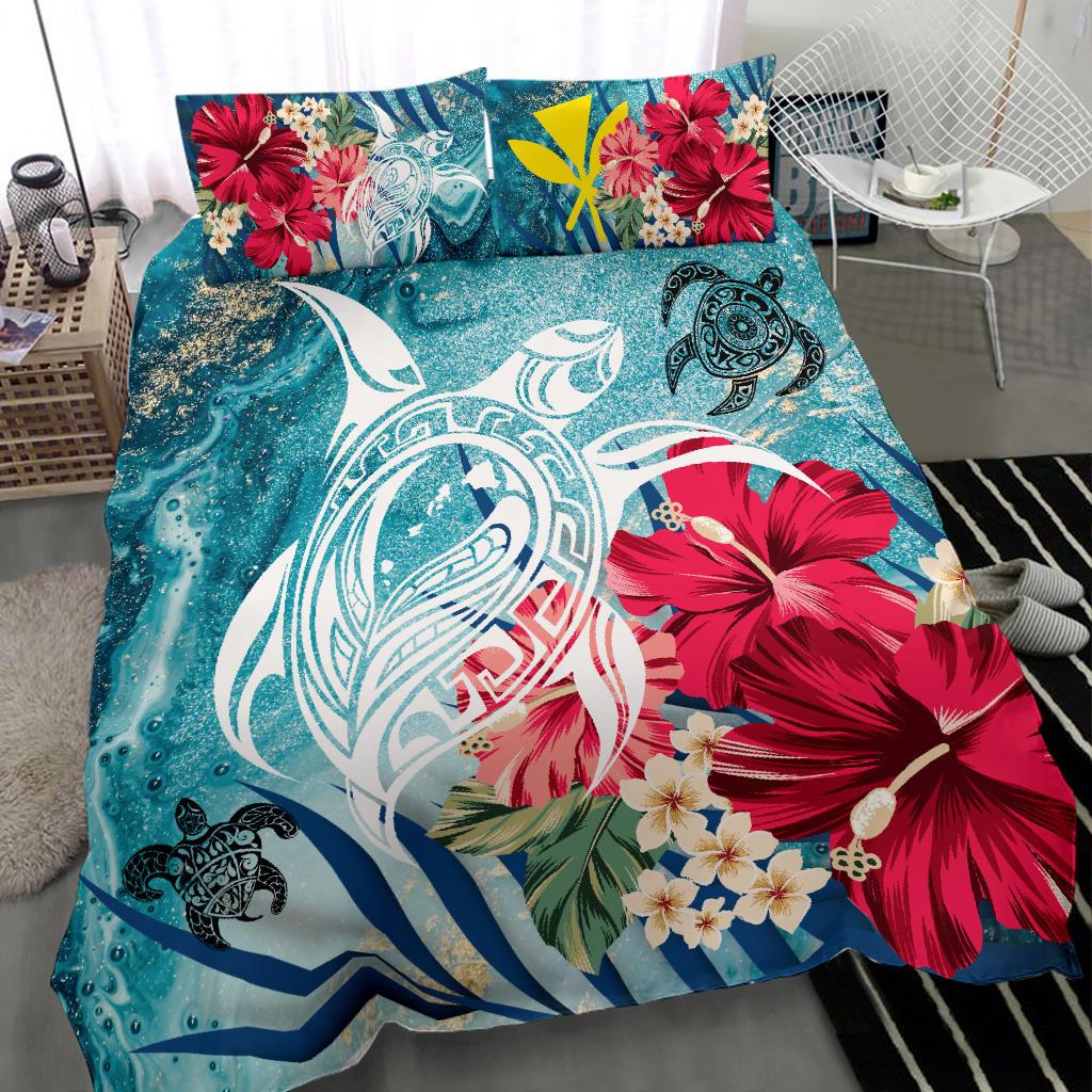 Hawaiian Bedding Set - Coral Tropical Turtle Bedding Set - Polynesian Pride