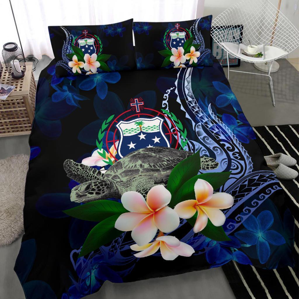 Samoa Polynesian Bedding Set - Turtle With Plumeria Flowers - Polynesian Pride