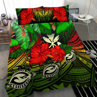 Kanaka Maoli (Hawaiian) Bedding Set - Polynesian Turtle And Hibiscus Reggae - Polynesian Pride