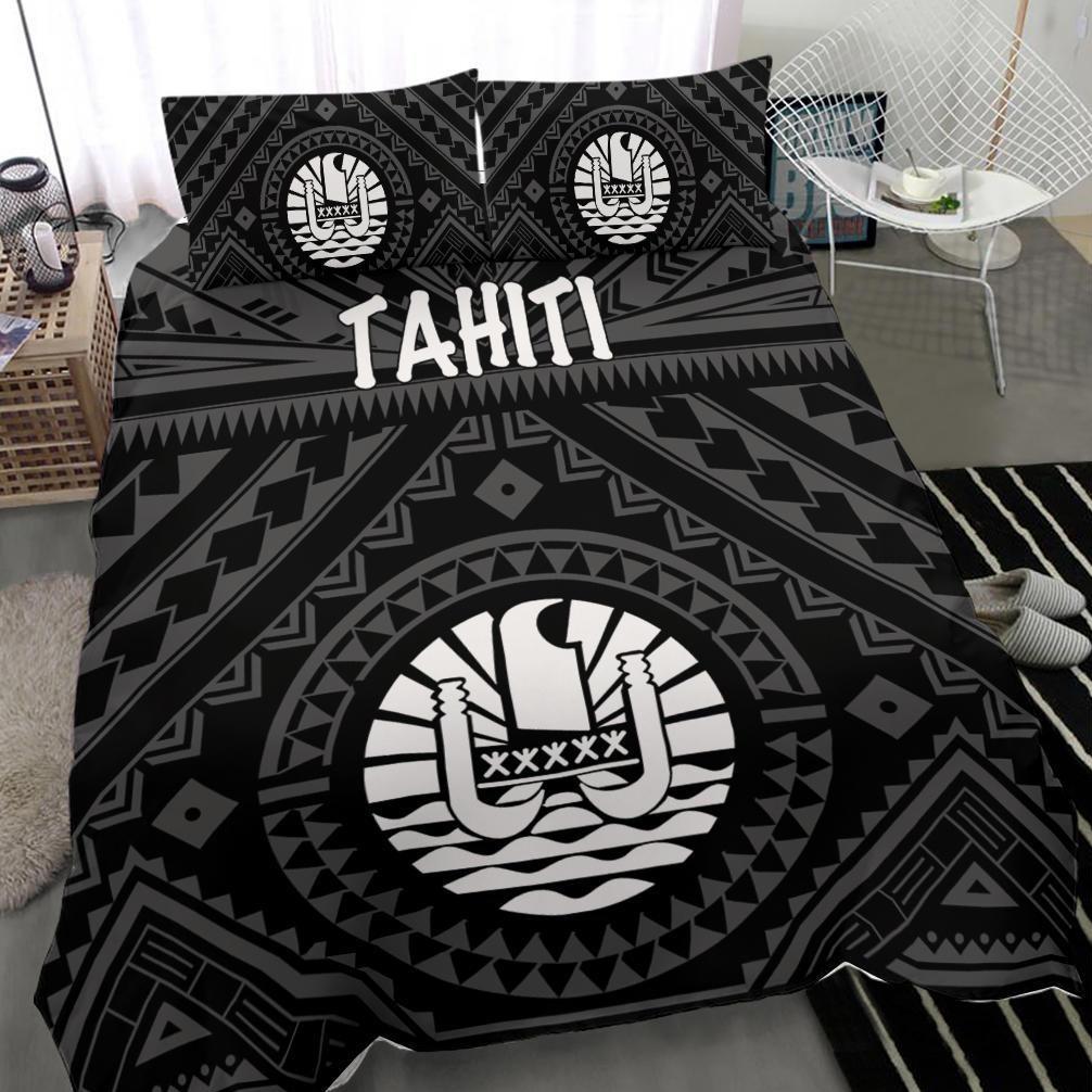 Tahiti Bedding Set - Tahiti Seal In Polynesian Tattoo Style (Black) - Polynesian Pride