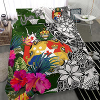 Tonga Custom Personalised Bedding Set White - Turle Plumeria Banana Leaf - Polynesian Pride