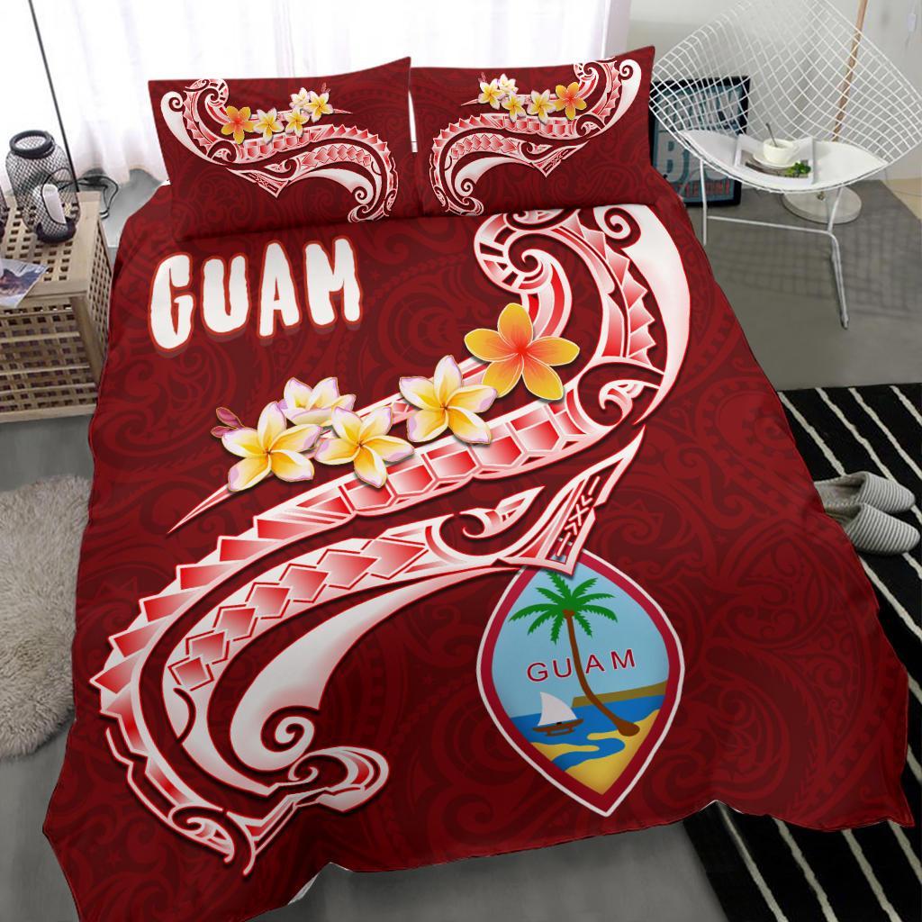 Guam Bedding Set - Guam Seal Polynesian Patterns Plumeria (Red) - Polynesian Pride