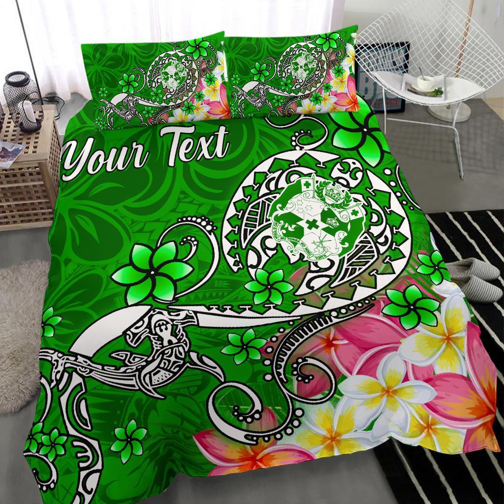 Tonga Custom Personalised Bedding Set - Turtle Plumeria (Green) - Polynesian Pride