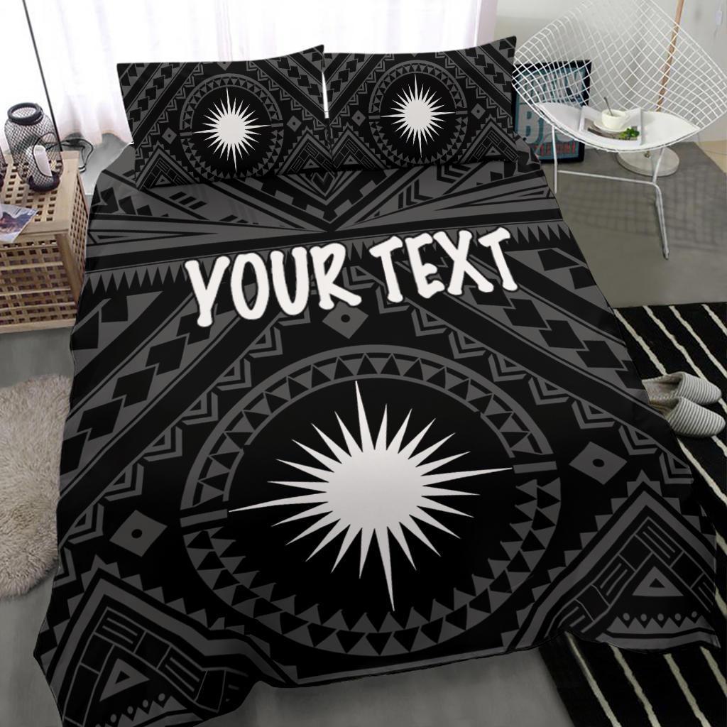 Marshall Personalised Bedding Set - Marshall Seal With Polynesian Tattoo Style ( Black) - Polynesian Pride
