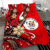 Niue Bedding Set - Tribal Flower With Special Turtles Red Color - Polynesian Pride