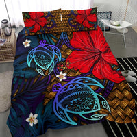 Hawaii Lauhala Hibiscus Polynesian Tropical Blue Bedding Set - Wake Style - AH - Polynesian Pride