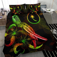 Chuuk Polynesian Bedding Set - Turtle With Blooming Hibiscus Reggae - Polynesian Pride