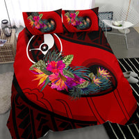 Yap Bedding Set - Polynesian Hook And Hibiscus (Red) - Polynesian Pride