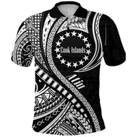 Atiu Cook Islands Polo Shirt Black Polynesian Wave Style LT9 Adult Black - Polynesian Pride