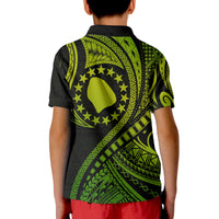 Atiu Cook Islands Polo Shirt Green Polynesian Wave Style LT9 - Polynesian Pride