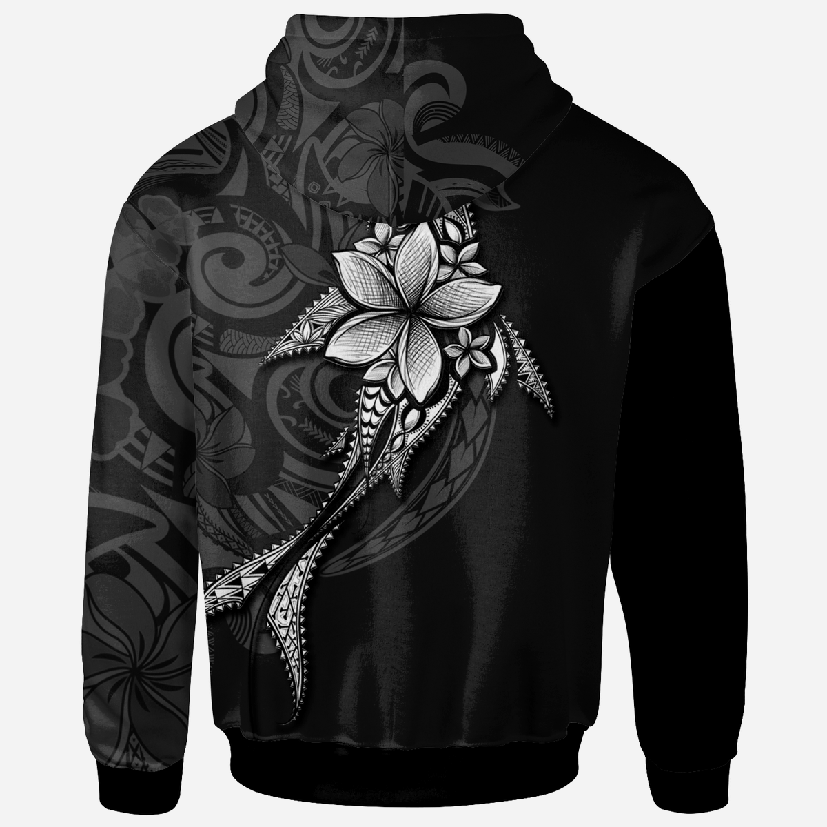 American Samoa Zip Hoodie Fish With Plumeria Flowers Style - Polynesian Pride