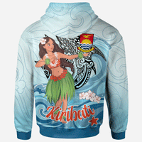 Kiribati Zip Hoodie Polynesian Girls With Shark - Polynesian Pride
