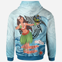 Solomon Islands Zip Hoodie Polynesian Girls With Shark - Polynesian Pride