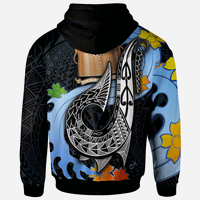 Tokelau Custom Hoodie Fish Hooks and Wave - Polynesian Pride