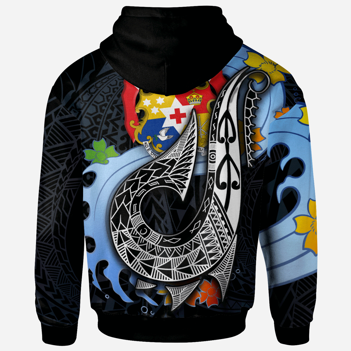 Tonga Zip Hoodie Fish Hooks and Wave - Polynesian Pride