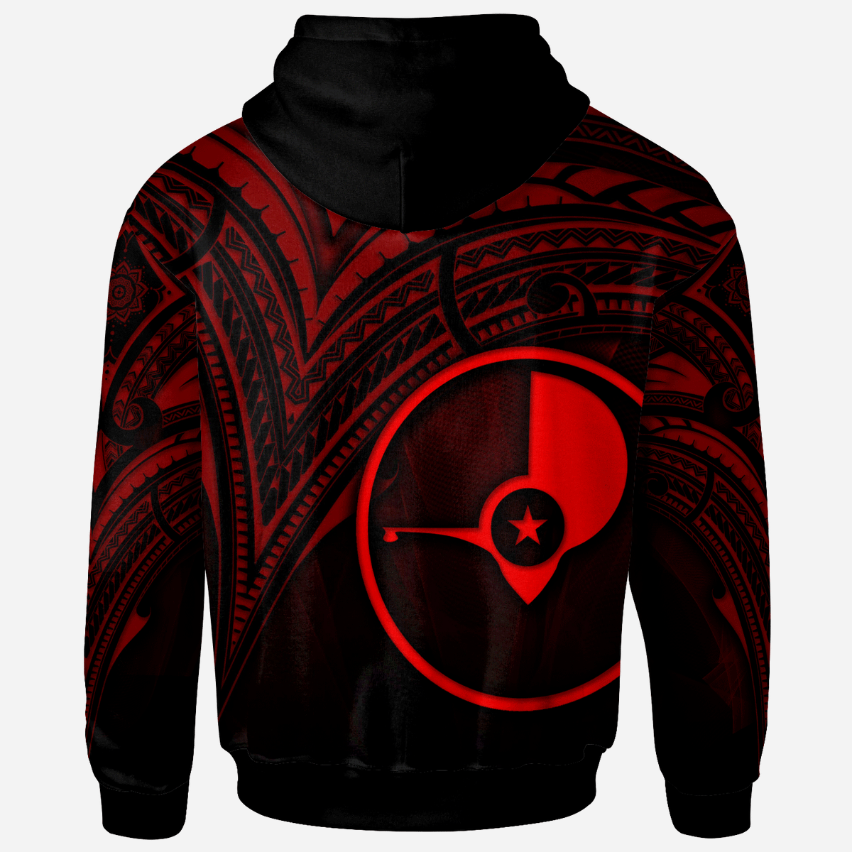 Yap State Zip Hoodie Red Color Cross Style - Polynesian Pride