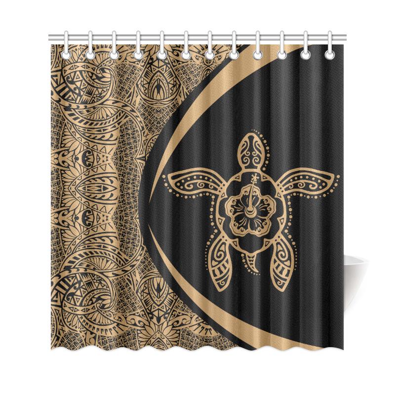 Hawaii Turtle Polynesian Shower Curtain-Circle Style Gold - Polynesian Pride