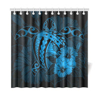 Hawaii Hibiscus Shower Curtain - Harold Turtle - Traffic Blue - Polynesian Pride