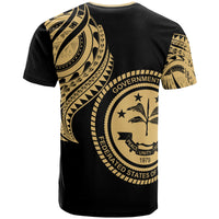 Federated States of Micronesia Custom T Shirt FSM Tatau Gold Patterns - Polynesian Pride